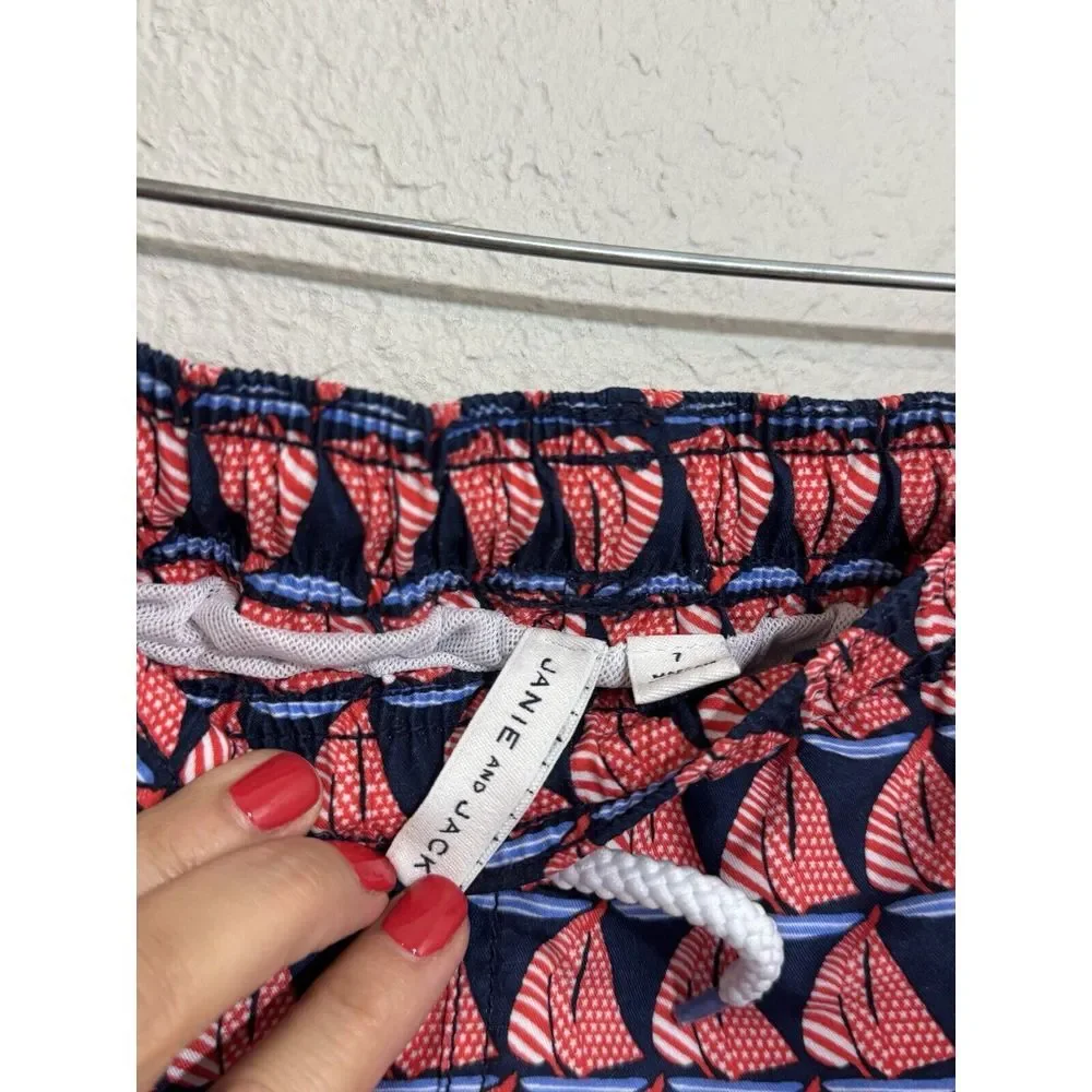 JANIE AND JACK Boys Toddler Blue‎ Sailboat Swim Shorts Size 7